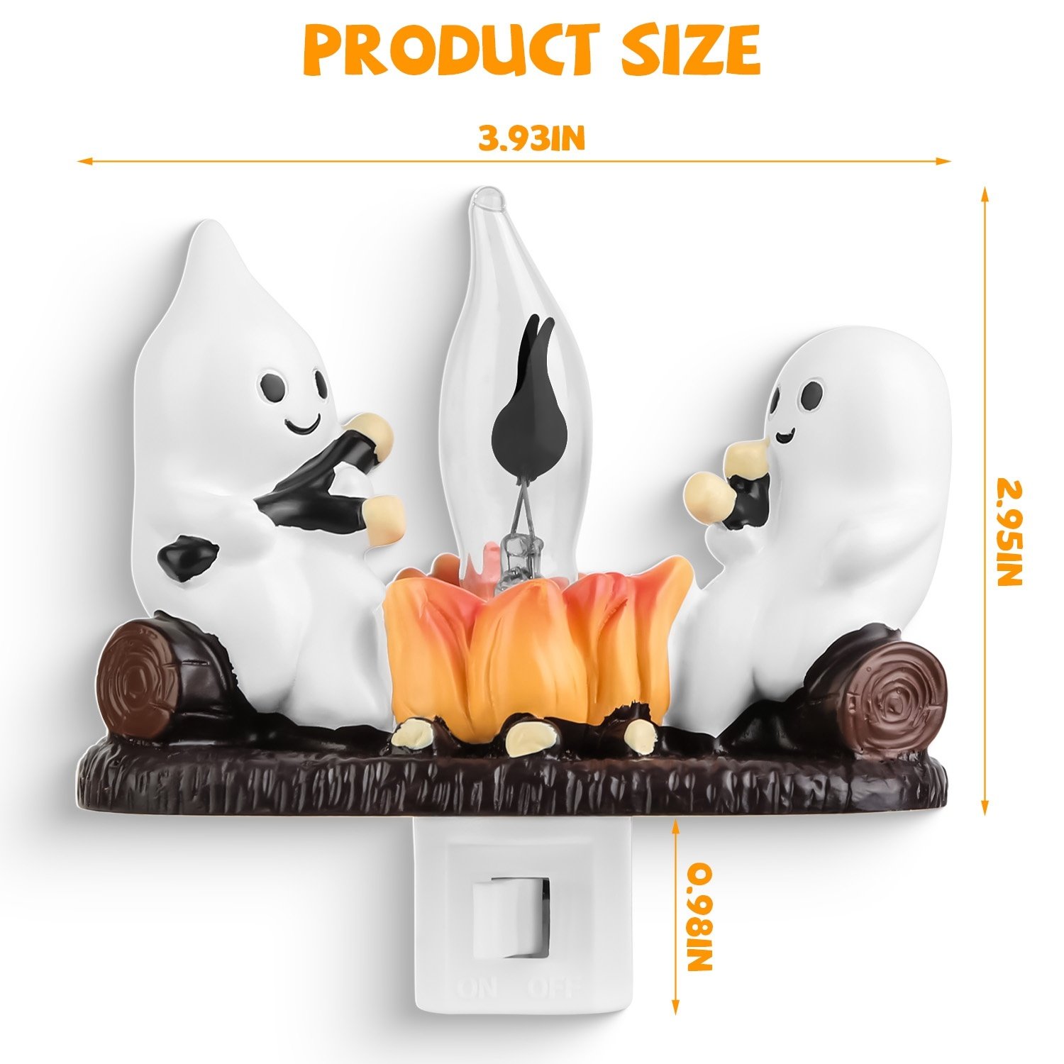 2Pcs Ghost Campfire Flickering Flame Night Light Indoor 3D Funny Halloween Nightlight Decoration Bedroom Night Light Halloween Decoration Gift For Friend Family - Image 7